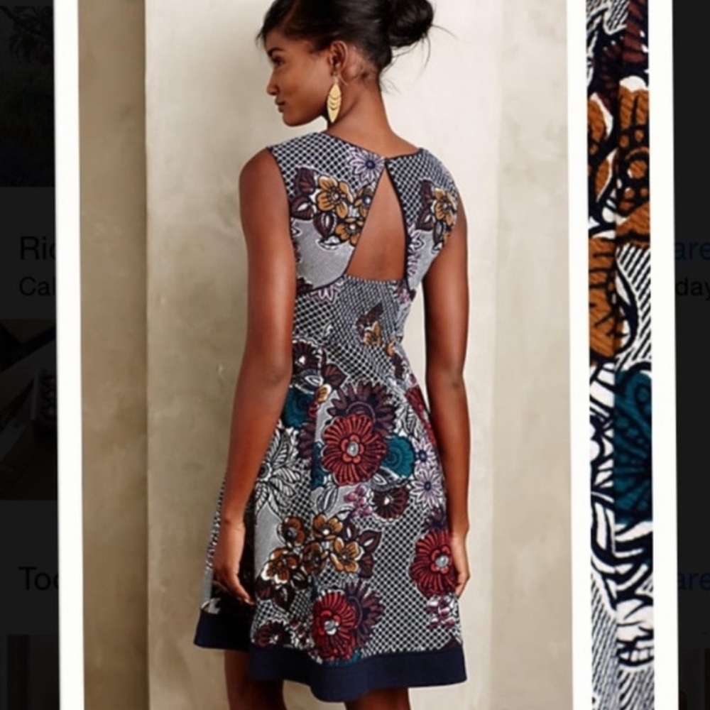MAEVE [Anthropologie] Floral A-line Knit Dress: Sz M - Picture 2 of 8
